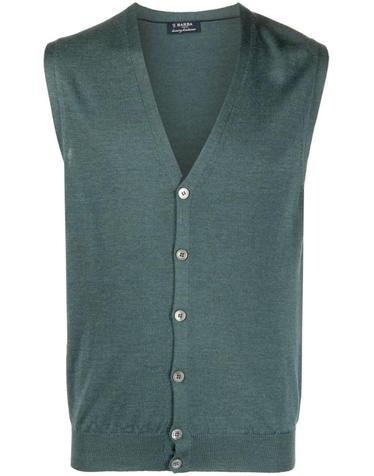 [해외직구][A94]BARBA 14296585820466 466 남성 스웨터 니트 가디건 BARBA BARBA Petrol Green Wool Vest