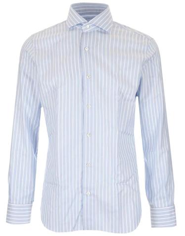 [해외직구][A94]BARBA U13440640002 남성 셔츠 BARBA BARBA Culto Striped Shirt White And Blue