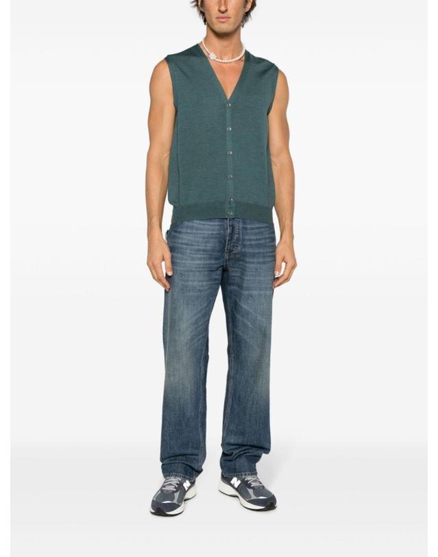 바르바 [해외직구][A94]BARBA 14296585820466 466 남성 스웨터 니트 가디건 BARBA BARBA Petrol Green Wool Vest 착용컷