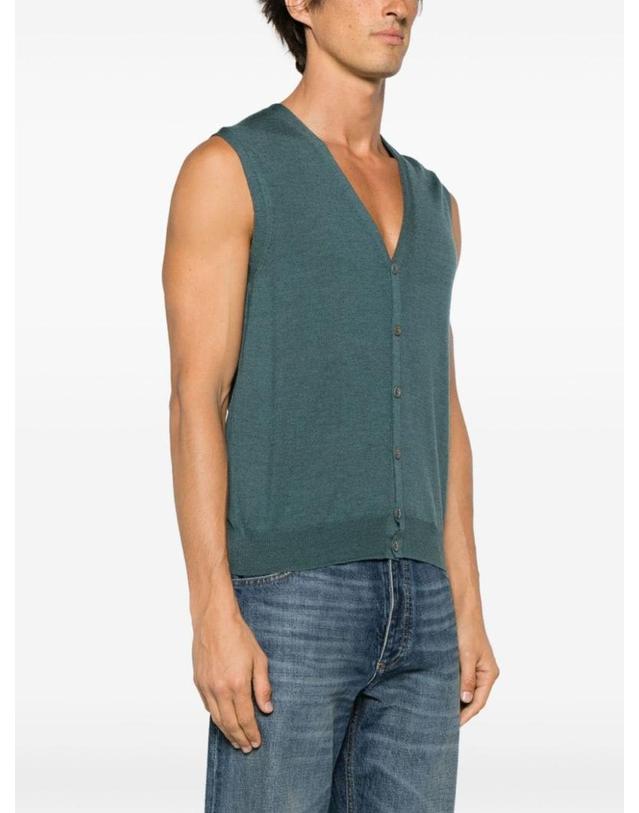 바르바 [해외직구][A94]BARBA 14296585820466 466 남성 스웨터 니트 가디건 BARBA BARBA Petrol Green Wool Vest 착용컷