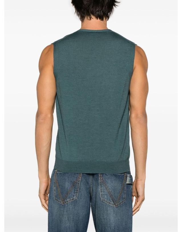 바르바 [해외직구][A94]BARBA 14296585820466 466 남성 스웨터 니트 가디건 BARBA BARBA Petrol Green Wool Vest 착용컷