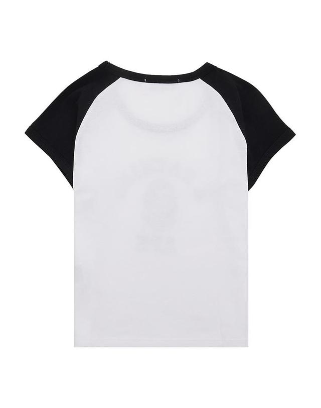 베이프 [베이프] SS26 여성 콜리지 래글런 크롭 티 001CSM302316LBLK 착용컷
