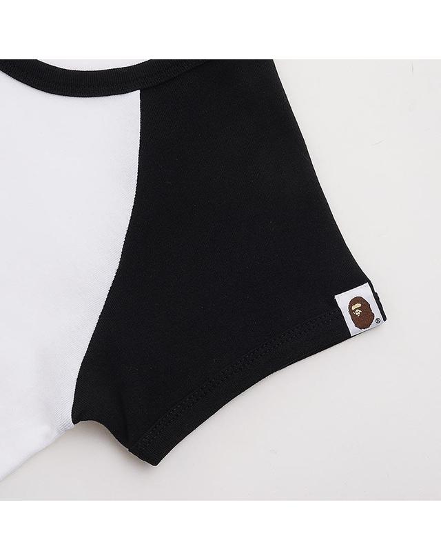 베이프 [베이프] SS26 여성 콜리지 래글런 크롭 티 001CSM302316LBLK 착용컷