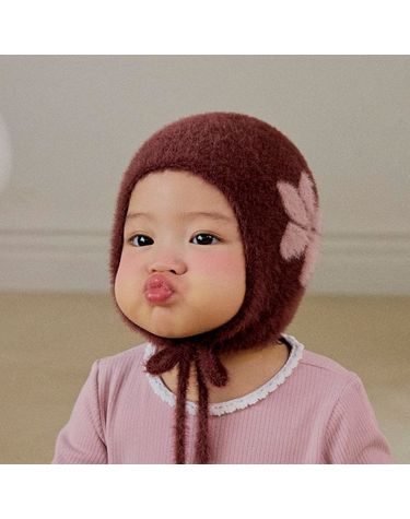 [보리보리] 밍크플러피 로지 니트 보넷