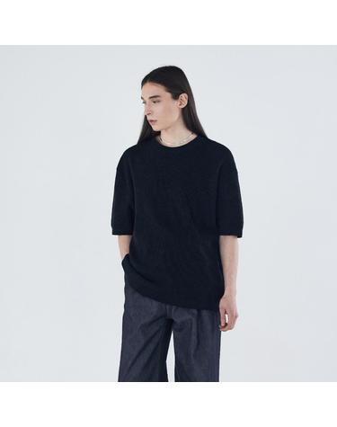 [가먼트레이블] Shory Sleeve Waffle Knit - Black (FGPECWA104M-W)