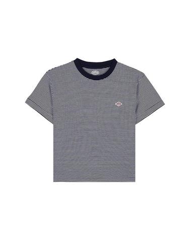 [단톤] SS26 여성 반팔 크롭 티셔츠 DT C0408 CVT NAVY X WHITE