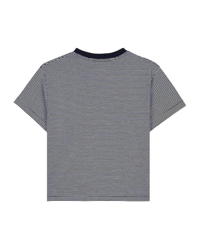 단톤 [단톤] SS26 여성 반팔 크롭 티셔츠 DT C0408 CVT NAVY X WHITE 착용컷