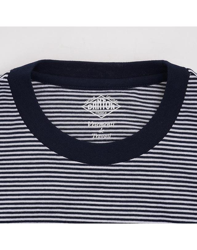 단톤 [단톤] SS26 여성 반팔 크롭 티셔츠 DT C0408 CVT NAVY X WHITE 착용컷