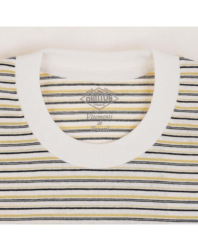 단톤 [단톤] SS26 여성 반팔 포켓 티셔츠 DT C0197 TCB YELLOW X WHITE MULTI 착용컷