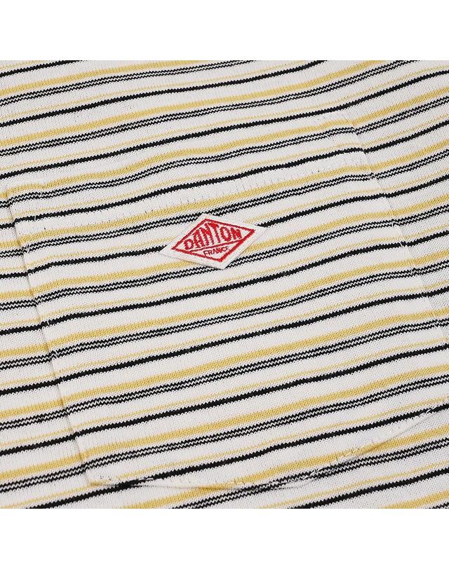 단톤 [단톤] SS26 여성 반팔 포켓 티셔츠 DT C0197 TCB YELLOW X WHITE MULTI 착용컷
