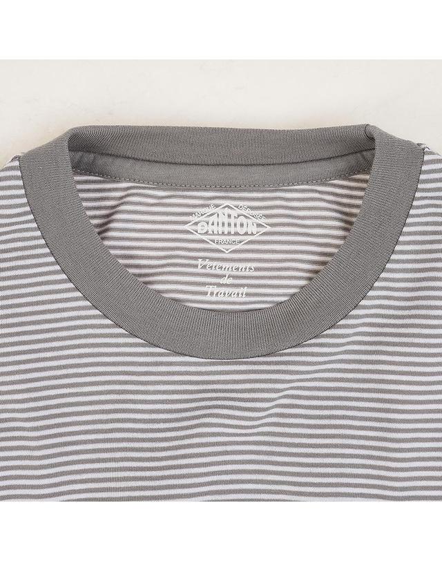 단톤 [단톤] SS26 여성 반팔 크롭 티셔츠 DT C0408 CVT GREY X WHITE 착용컷