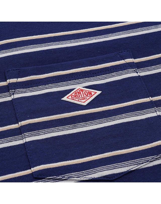 단톤 [단톤] SS26 여성 반팔 포켓 티셔츠 DT C0197 TCB NAVY X BEIGE MULTI 착용컷
