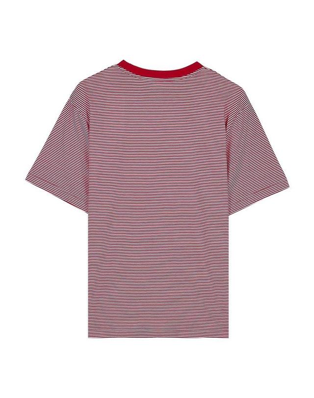 단톤 [단톤] SS26 남성 반팔 이너 티셔츠 DT C0196 CVT RED X WHITE 착용컷