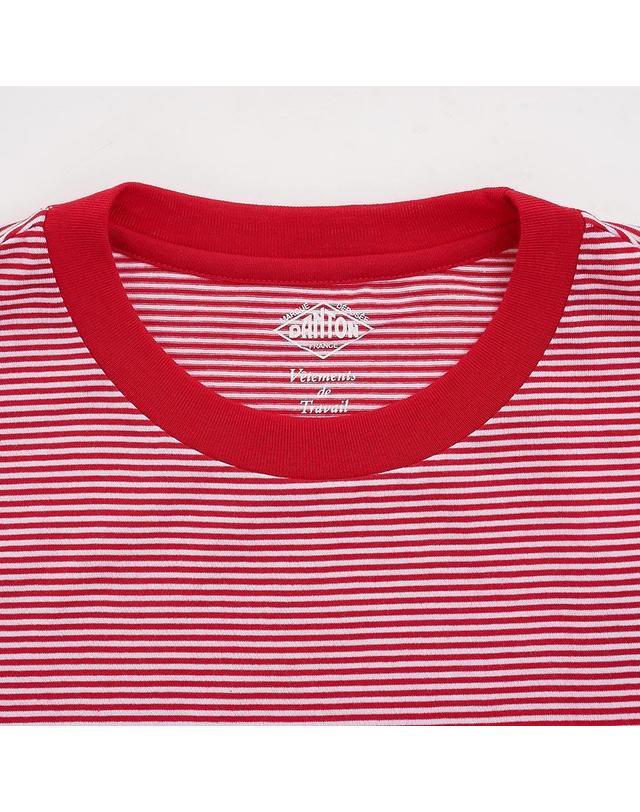 단톤 [단톤] SS26 남성 반팔 이너 티셔츠 DT C0196 CVT RED X WHITE 착용컷