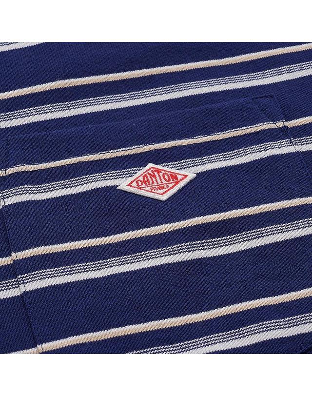 단톤 [단톤] SS26 남성 반팔 포켓 티셔츠 DT C0198 TCB NAVY X BEIGE MULTI 착용컷