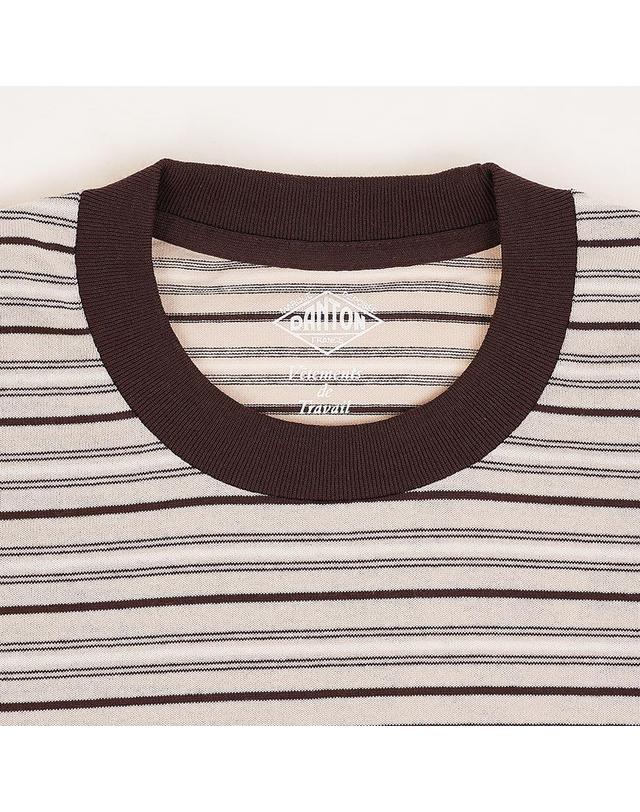단톤 [단톤] SS26 남성 반팔 포켓 티셔츠 DT C0198 TCB BEIGE X BROWN MULTI 착용컷