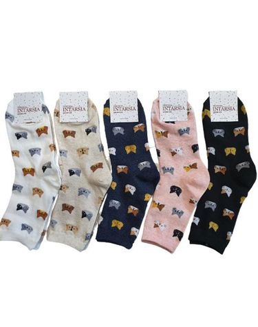[보리보리] 무배숙녀/주니어/학생 양말 mi도트고양이 긴목컬러별 10족 _230~250mm