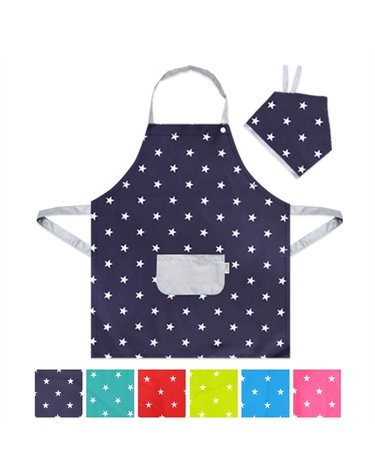 [보리보리] 핸드메이드 아동용 버튼형 앞치마-별빛 미술/학원/요리/키친/식당/턱받이/만들기/입학