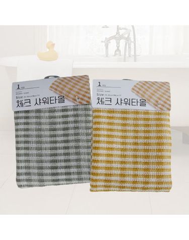 [보리보리] 체크샤워타올 바디타올 거품샤워