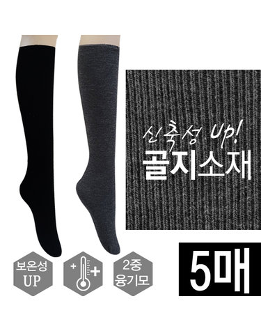 [보리보리] 여성 베이직 고급 니삭스 종아리 양말 5종세트 겨울양말