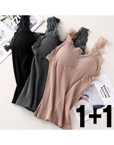 [보리보리] 1+1 소프트 골지 브라탑 캡나시 노와이어 일체형 빅사이즈 S-XXL
