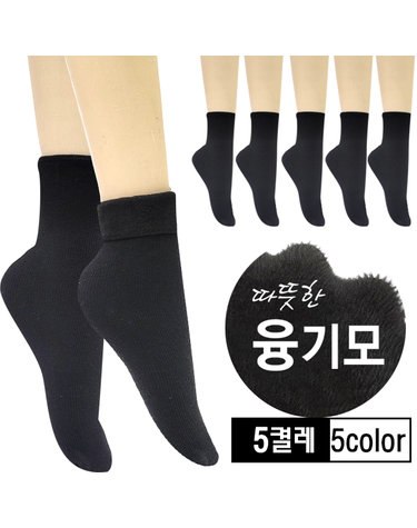 [보리보리] 5켤레 남여용 돌돌이 골지 중목 겨울양말
