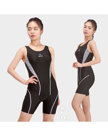 [보리보리] 여성 아쿠아 3부 반신 실내 수영복 블랙 L_4A9250