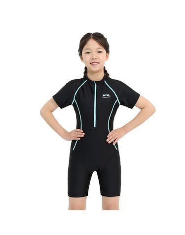[보리보리]  여아 스플래쉬 집업 반팔 3부 올인원 수영복 CREAM MINT G2i562