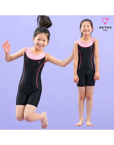 [보리보리] 여아동 3부 반전신 실내수영복 핑크체크 G_2i052
