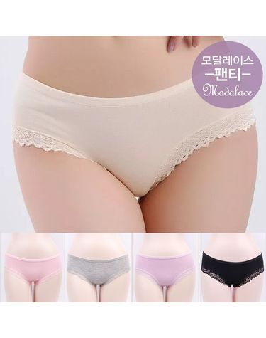 [보리보리] 5종 여성 속옷 모달 레이스 미디 팬티세트