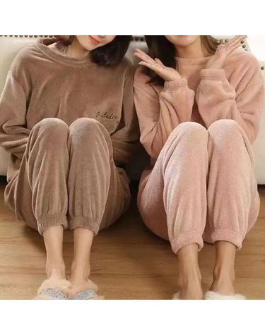[보리보리] 수면 잠옷 겨울 극세사 무지 밍크세트 이지웨어