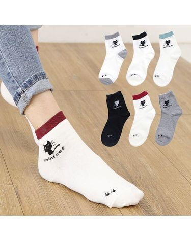 [보리보리] 여성 패션 미니캣 양말 데일리 베이직 중목 스니커즈
