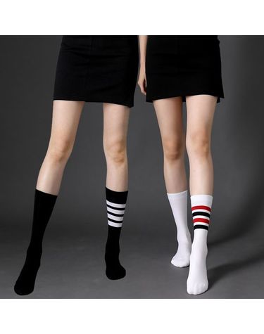 [보리보리] 스트라이프 포인트 양말 유니크 골프 패션 코디 장목 언발란스 짝짝이