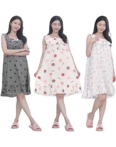 [보리보리] 여성 큐티 프릴 나시원피스 파자마 잠옷 홈웨어 여름 이지웨어