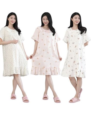 [보리보리] 여성 프릴 반팔원피스 파자마 잠옷 홈웨어 여름 이지웨어