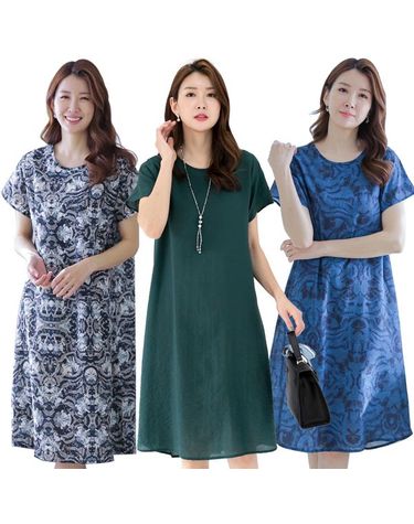 [보리보리] 시원한 인견 원피스 쿨 냉감 심플 패턴 시원한 엄마옷