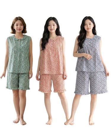 [보리보리] 바람솔솔 나시 상하잠옷세트 파자마 잠옷 홈웨어 여름 이지웨어 꽃무늬