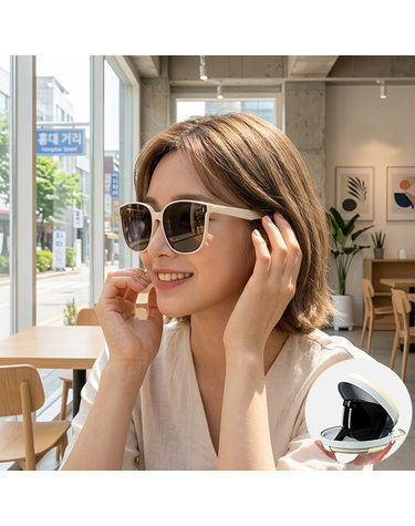 [보리보리] 접이식 선글라스 편광 렌즈 자외선 차단 포켓형 휴대용 케이스 포함 에스앤디