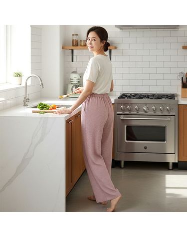 [보리보리] 3161 남녀공용 파자마 하의9부 체크 면 홈웨어 커플 국내산