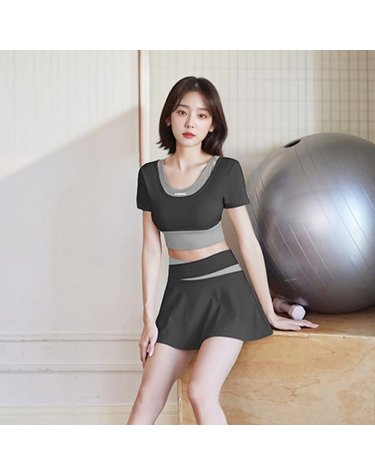 [보리보리] 여성 스포츠브라탑 3부치마팬츠세트 캡내장 속바지일체 JYMD035 Q005set