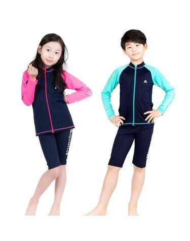 [보리보리]  아동 주니어 남아 여아 수영복 래쉬가드 AQ17-ZIP 상하 세트
