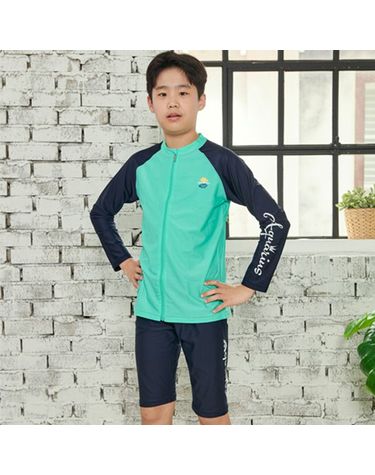 [보리보리]  아동 주니어 남아 여아 수영복 래쉬가드 AQ3_집업민트세트