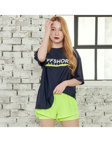 [보리보리]  여성용 오버 루즈핏 반팔 래쉬가드 offs네이비 반팔 + 그린 반바지세트