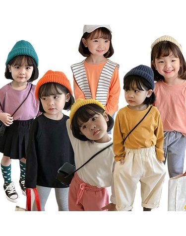 [보리보리] 아동 데일리 무지 코튼 티셔츠