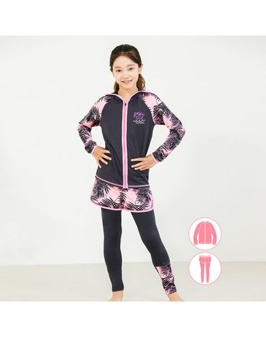 [보리보리] 베이직엘르 여아동 후드 집업 래쉬가드 상하의 세트 BEG-W603G