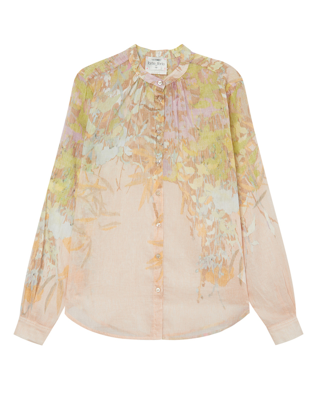 포르테 포르테 포르테포르테 [FORTE FORTE] 핑크 패턴 실크혼방 긴팔블라우스 밝은 핑크 착용컷