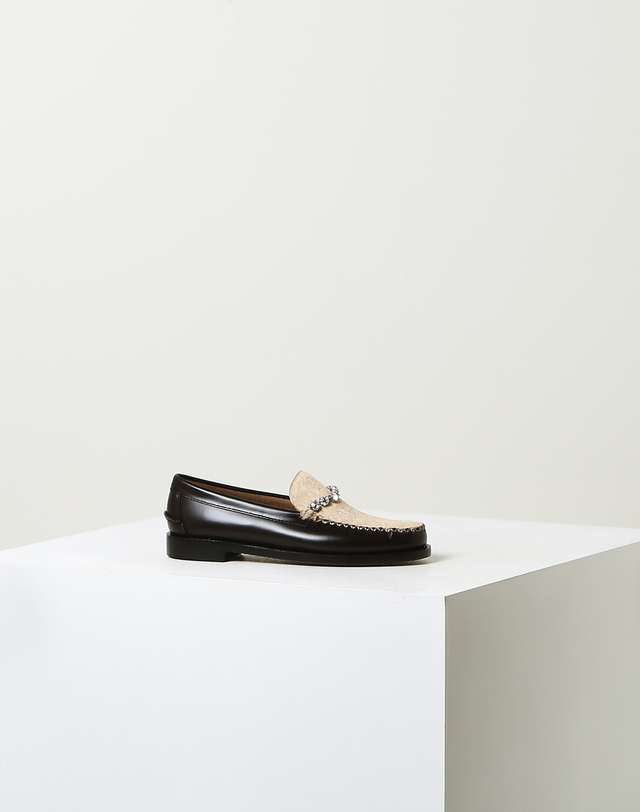 포르테 포르테 포르테포르테 [SEBAGO x FORTE FORTE] 와인 크리스탈장식 소가죽 로퍼 착용컷