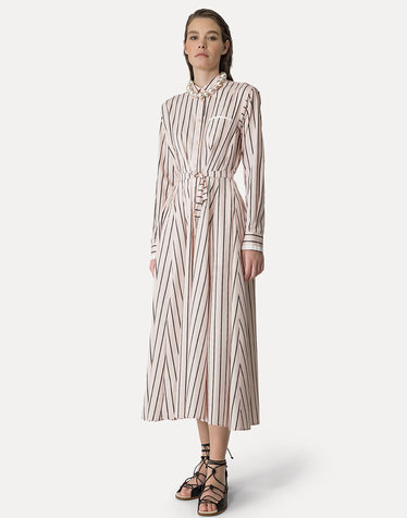 [FORTE FORTE] 핑크 스트라이프 면 셔츠형원피스