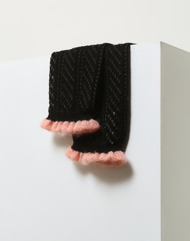 블랙 짜임 면혼방 장목양말