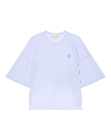 [FORTE FORTE] 블루 로고자수 면 5부소매티셔츠